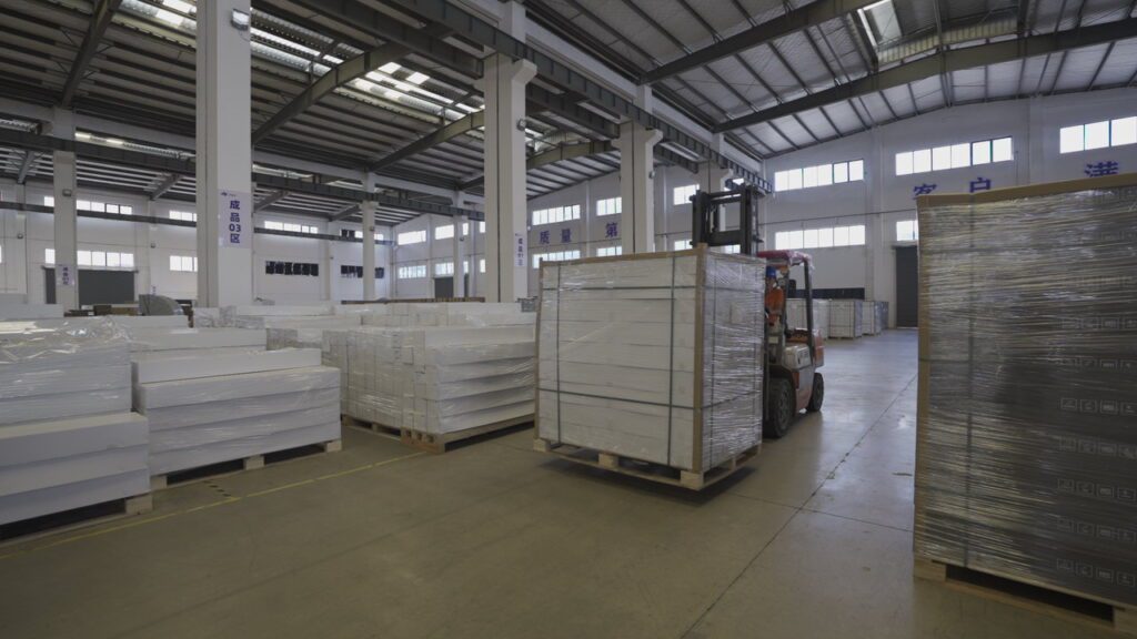 Forklift moving goods at PPF factory warehouse