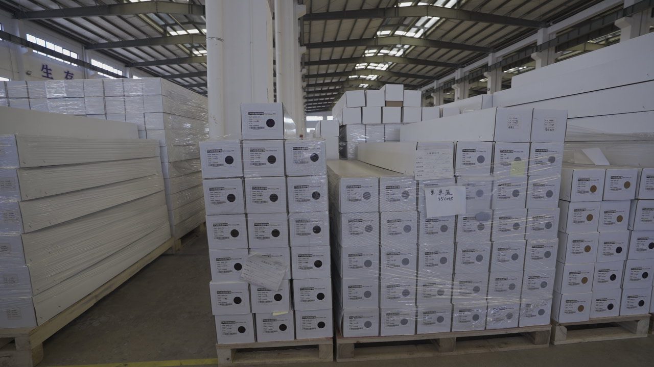 Pallets ready for container loading at PPF warehouse