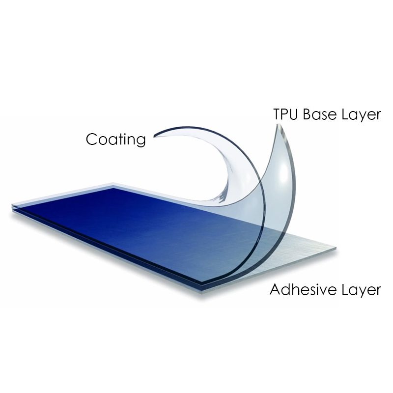 TPU PPF cross-section showing coating and adhesive layers