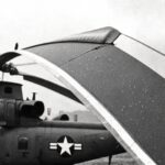 1960s US military helicopter with urethane erosion tape on rotor blades — the origin of paint protection film technology