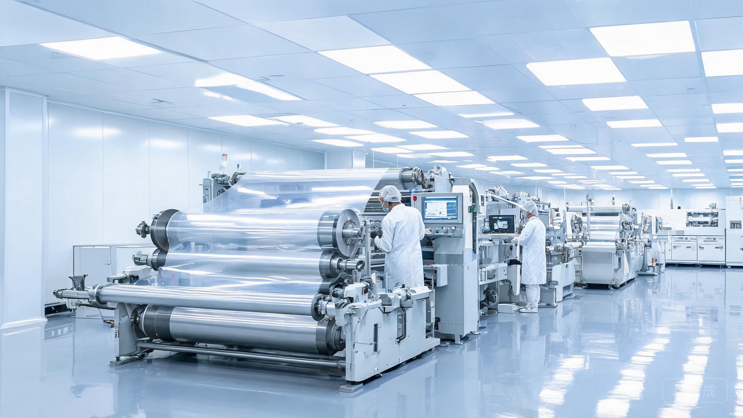 Modern PPF factory cleanroom production line with precision coating machinery and quality control inspection