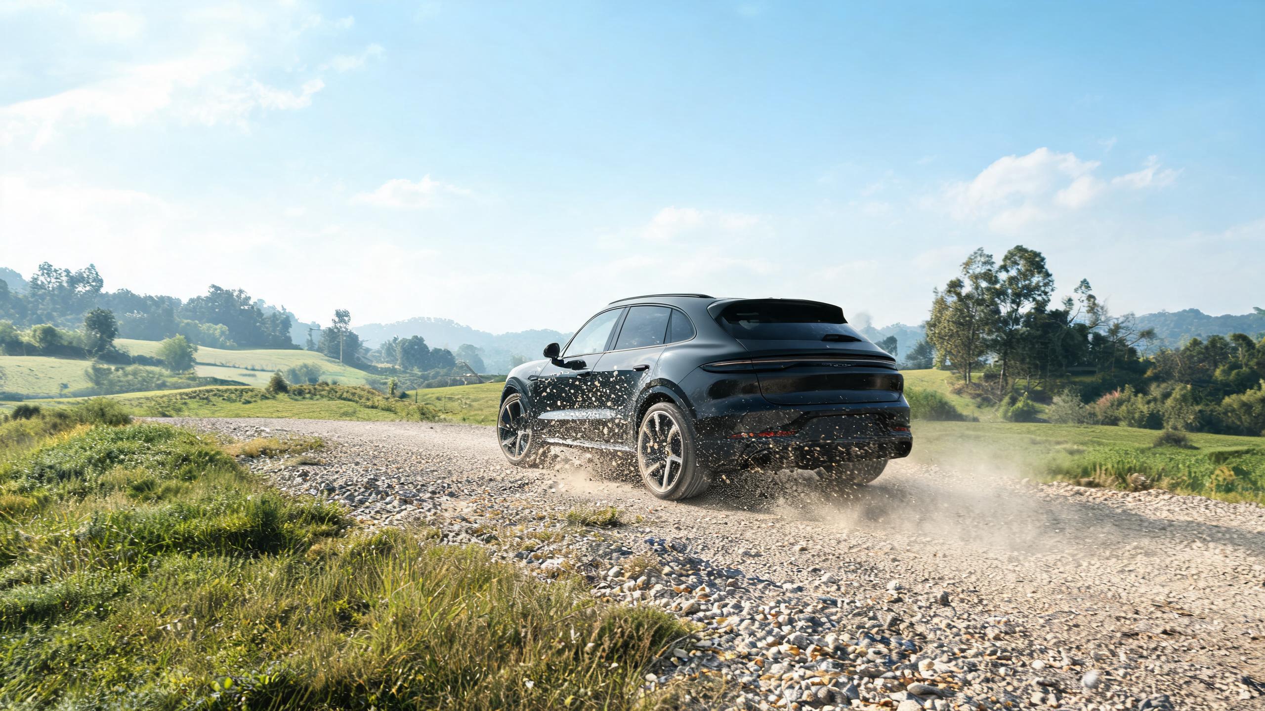 Vehicle on a gravel road illustrating why PPF base film needs impact absorption.