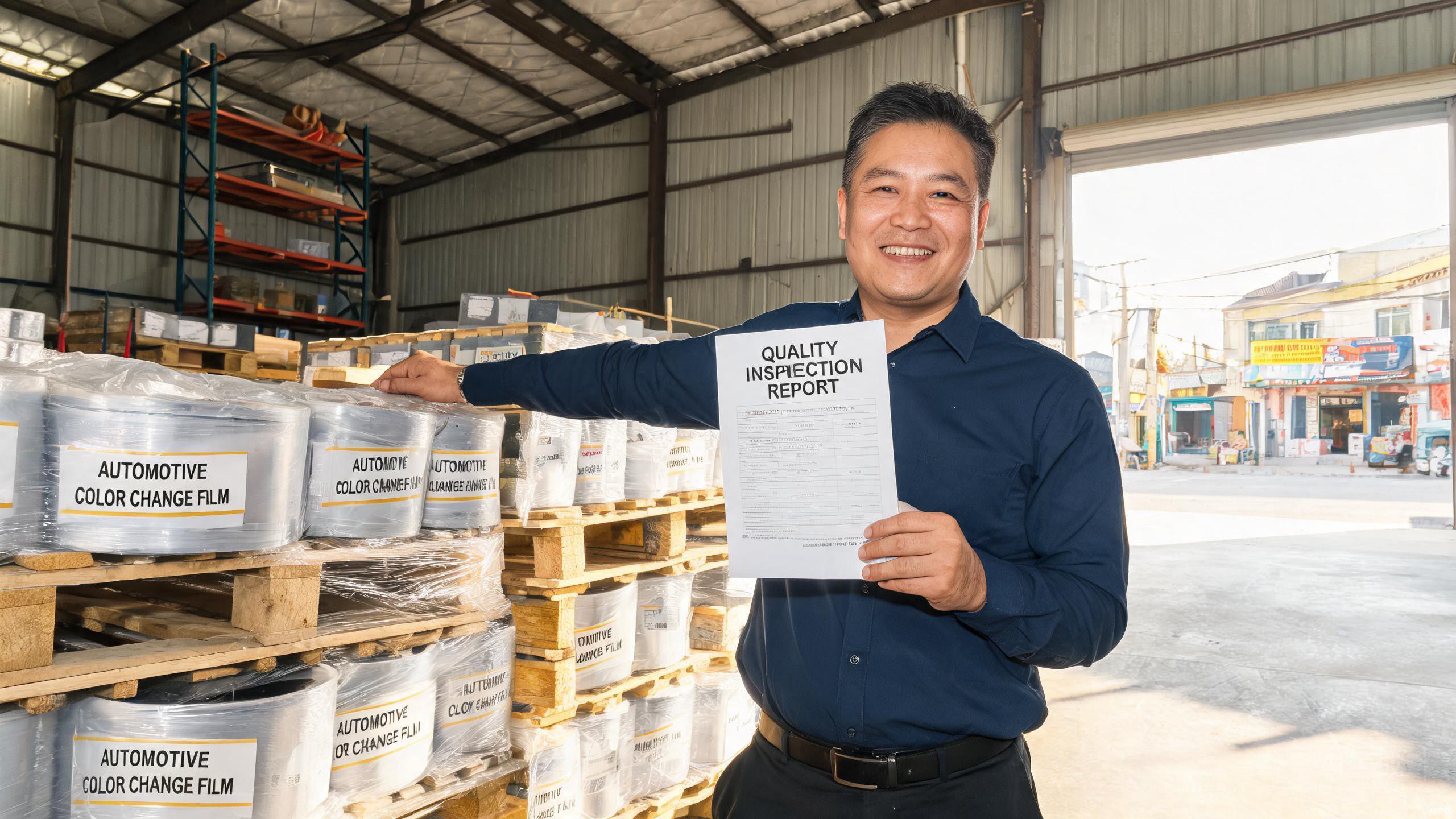 Successful color change film delivery and quality inspection in developing market warehouse