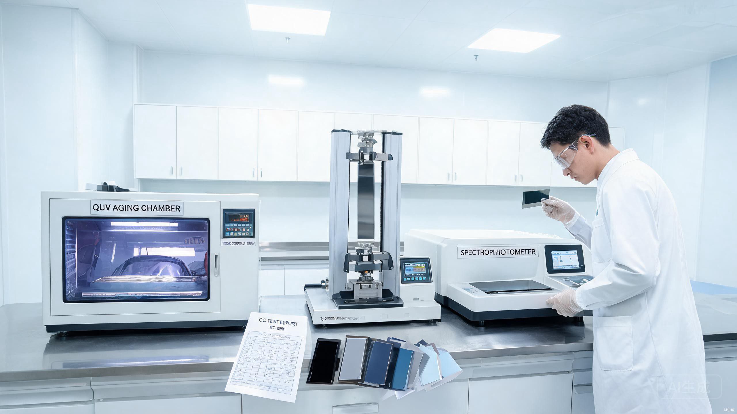 Automotive color change film quality control laboratory testing and certification