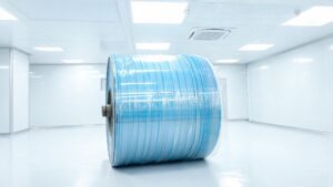 Premium PCU polycarbonate TPU paint protection film roll with exceptional clarity in a clean room manufacturing facility.