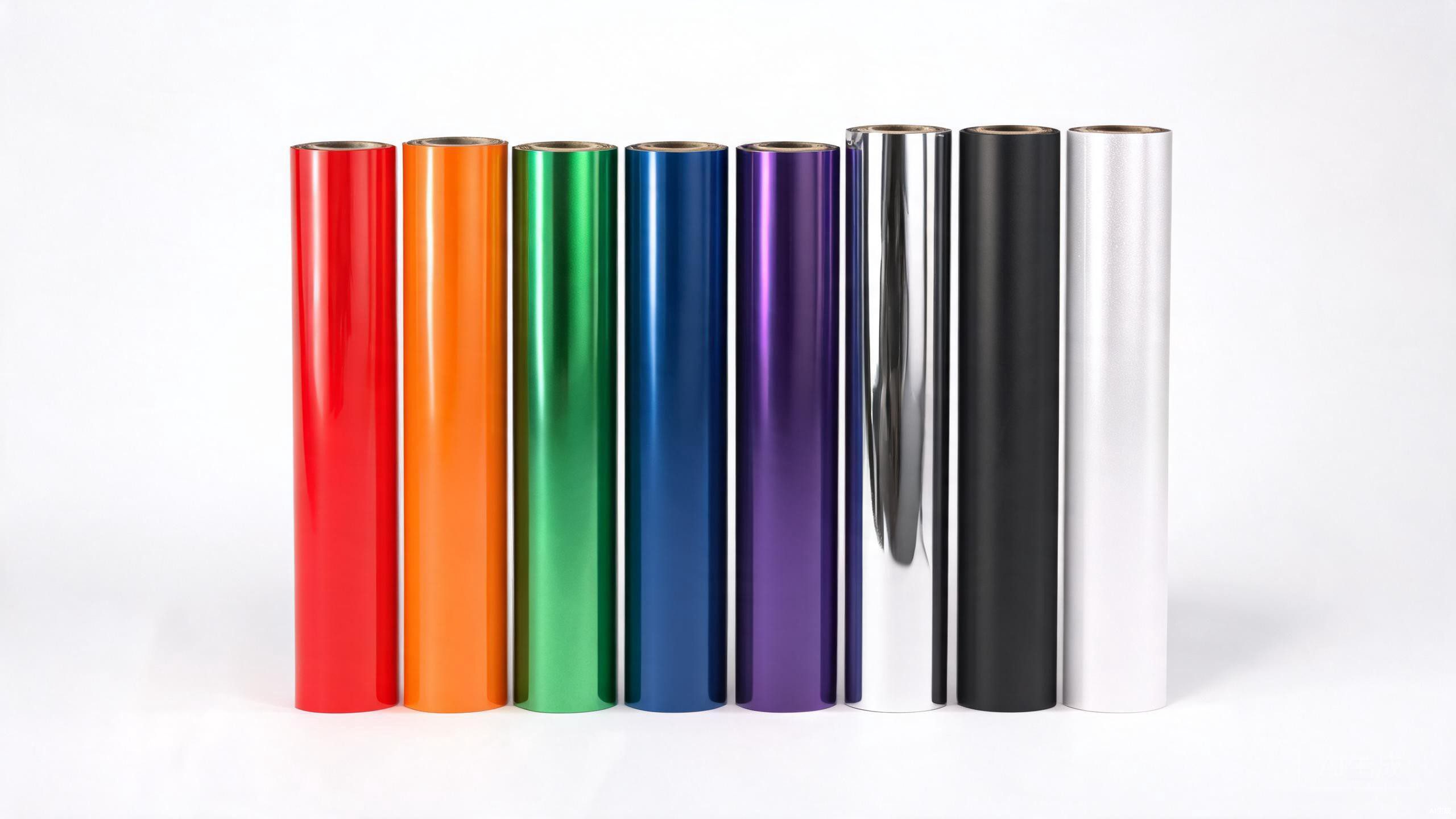 Rainbow gradient of color change vinyl wrap rolls - Cast-Grade TPU and PET/PVC Color Weavers