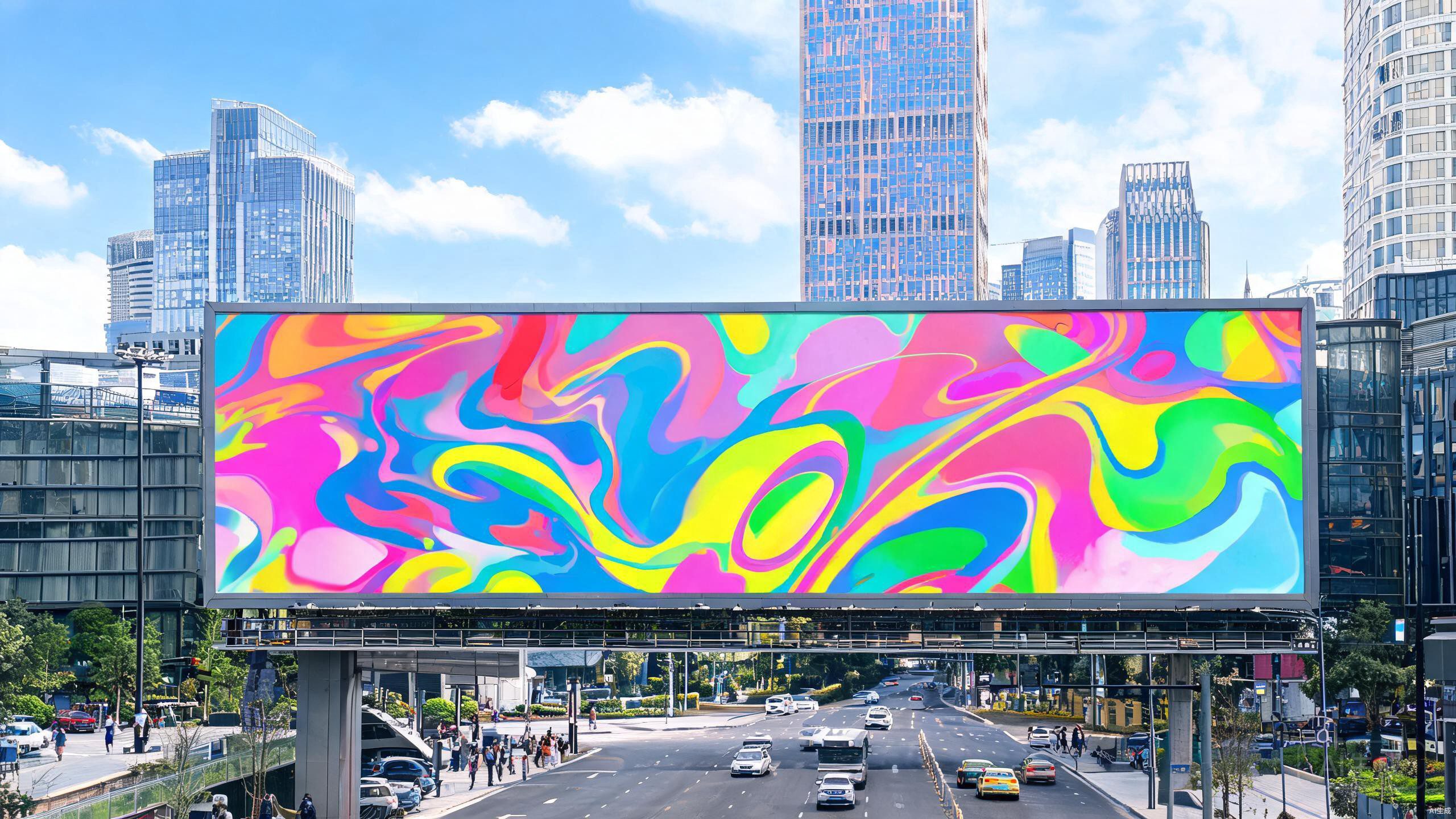 Large outdoor advertising billboard with printed vinyl film - the Stage Performers