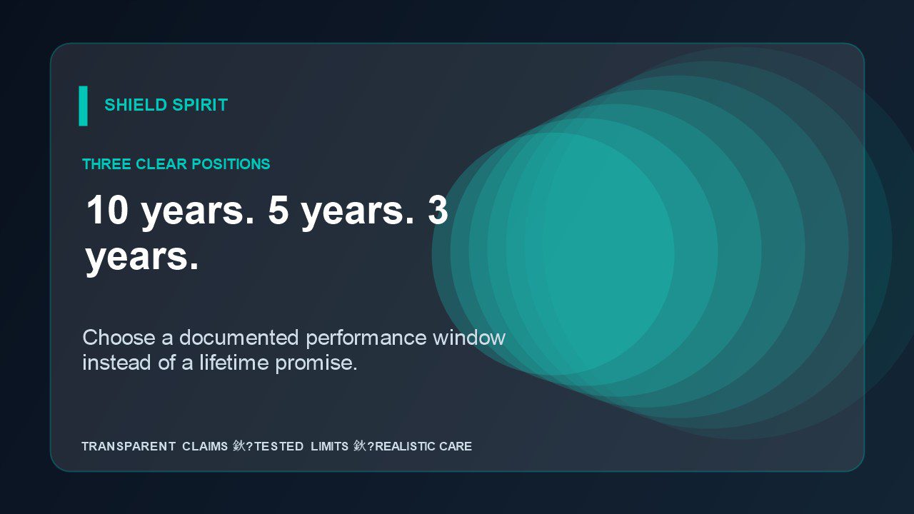 SHIELD SPIRIT PPF tiers with 10 year 5 year and 3 year documented service positions