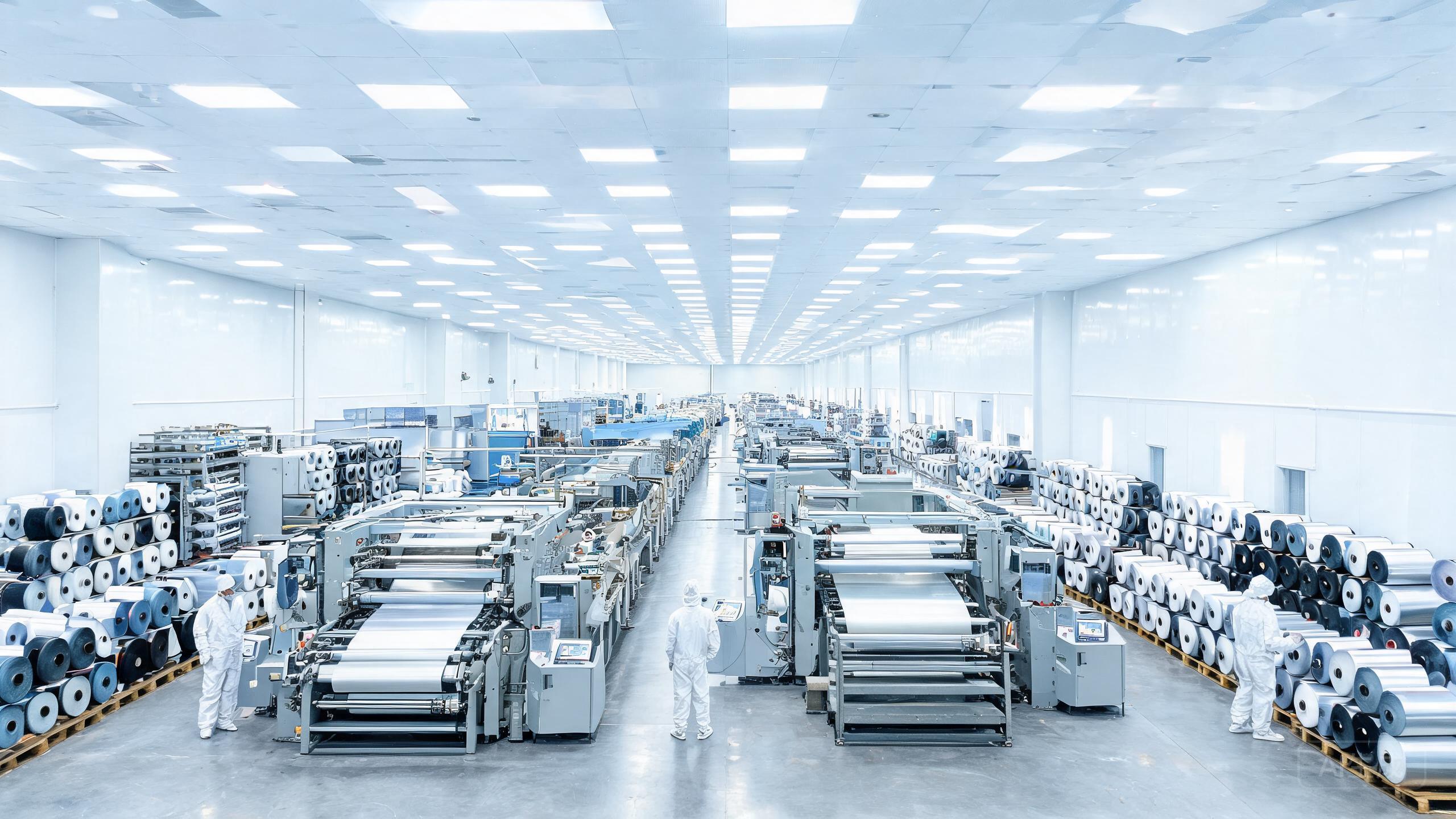 Modern 70,000 sqm SHIELD SPIRIT PPF manufacturing facility with multiple production lines and cleanroom environment.