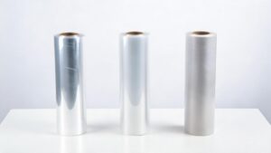 Three PPF product tiers compared side by side: premium PCU, mid-range TPU and economy TPU film rolls.