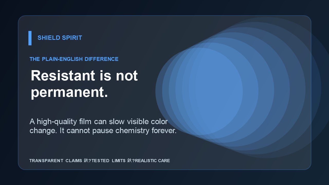 Yellowing resistant PPF is not permanently unchanged under every real world condition