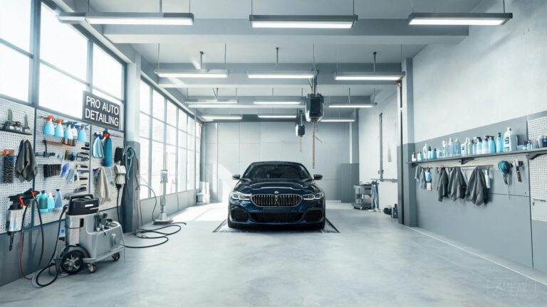 professional car wash bay at automotive service center