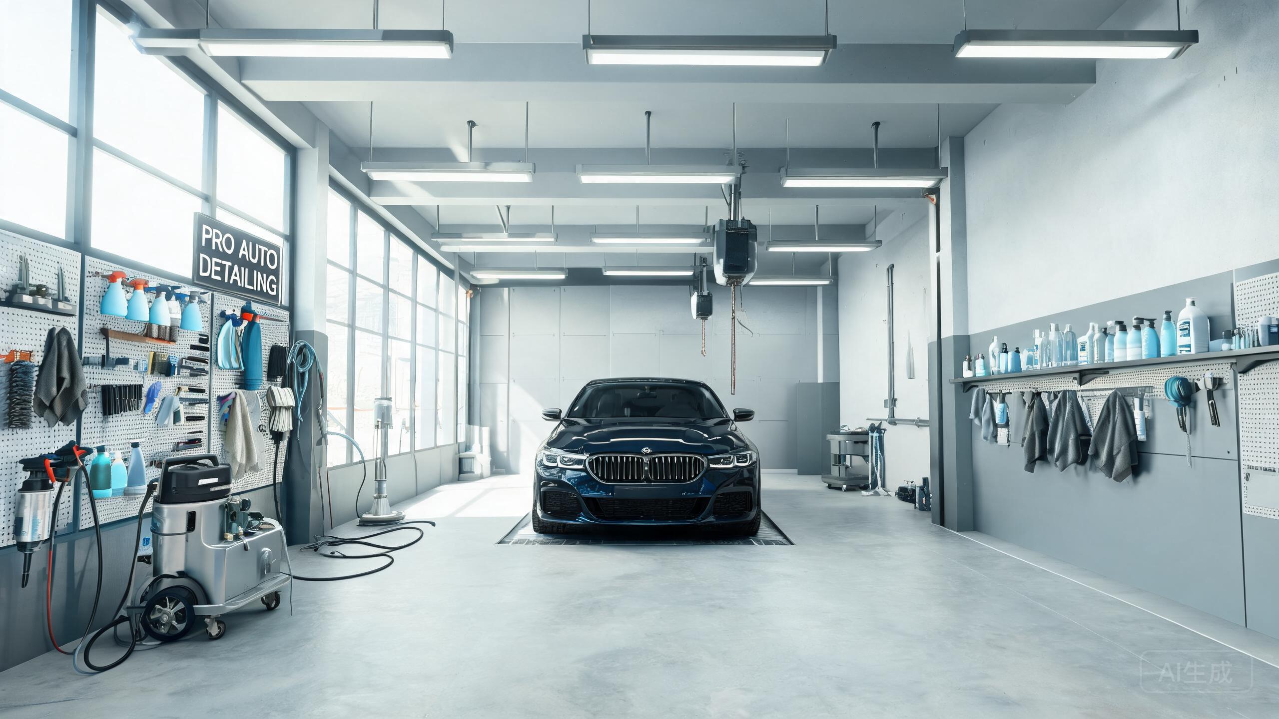 professional car wash bay at automotive service center