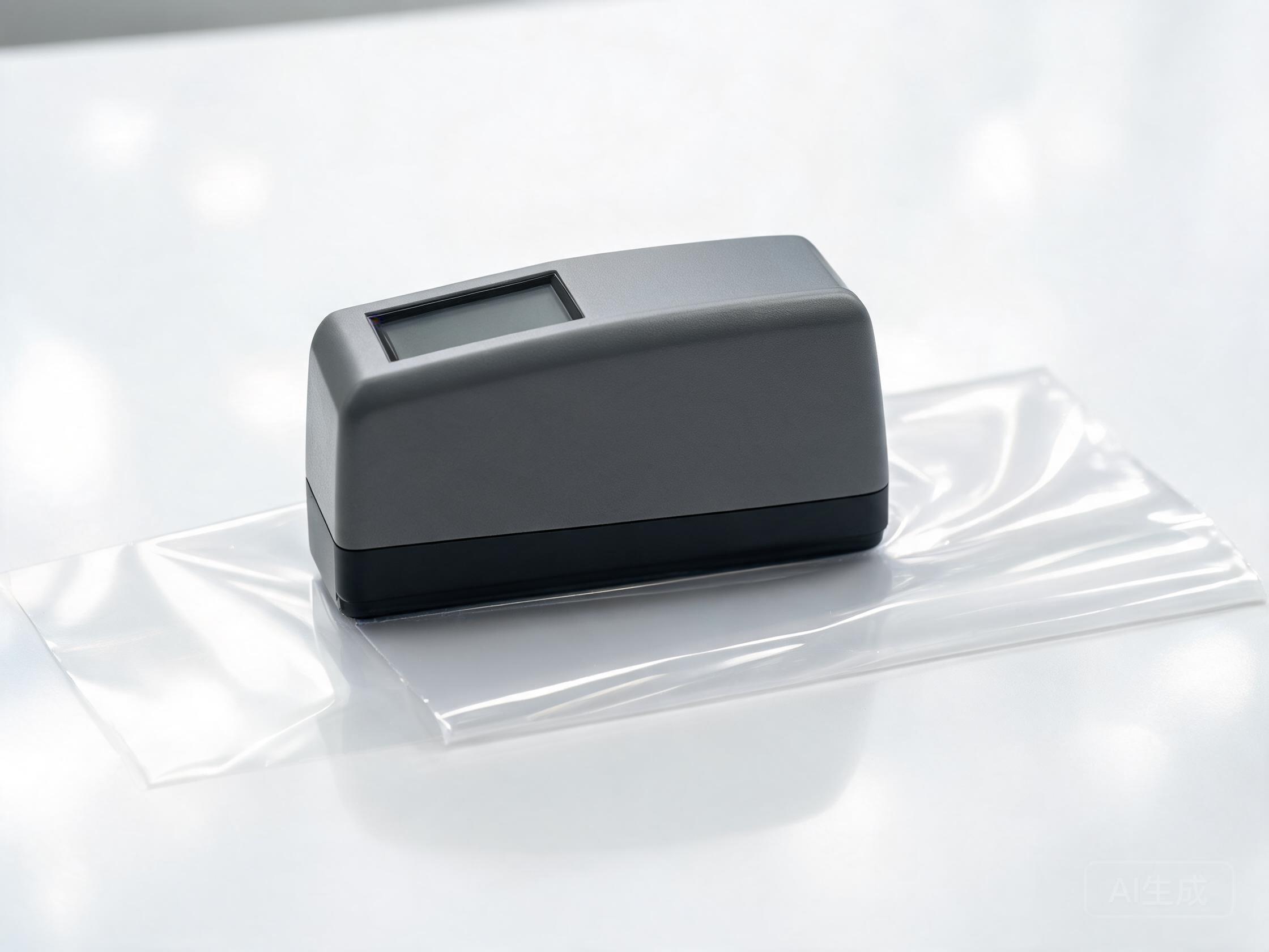 Gloss meter placed on a smooth transparent PPF surface