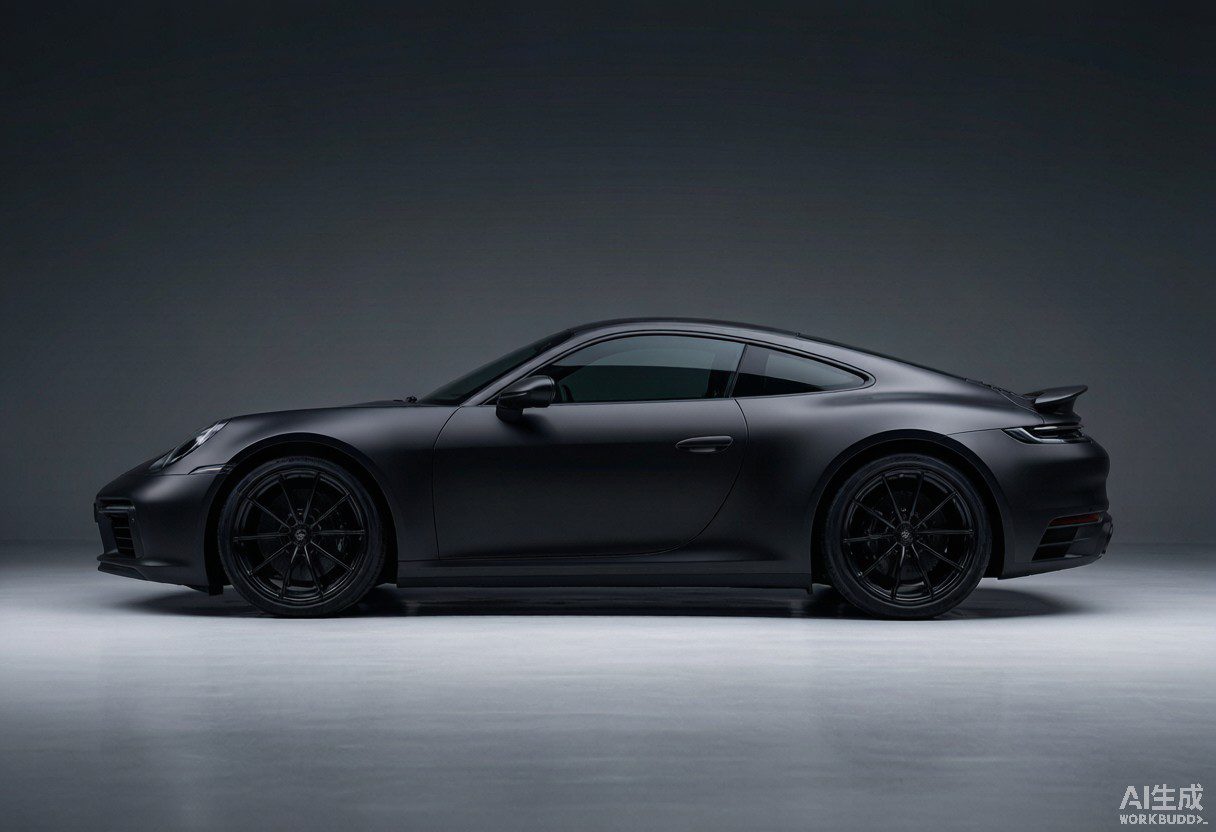Matte vinyl wrapped sports car in studio showing color wrap finish