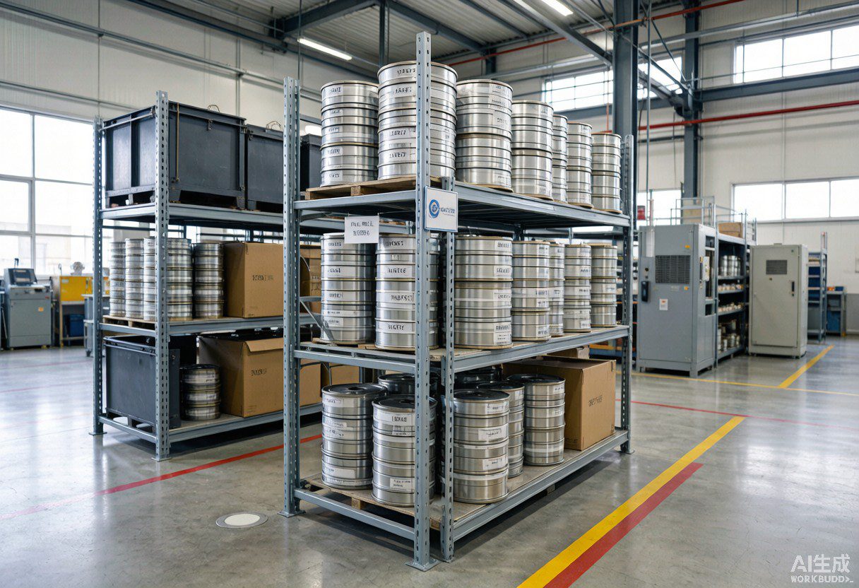Distributor warehouse with stacked transparent PPF film rolls on industrial shelving