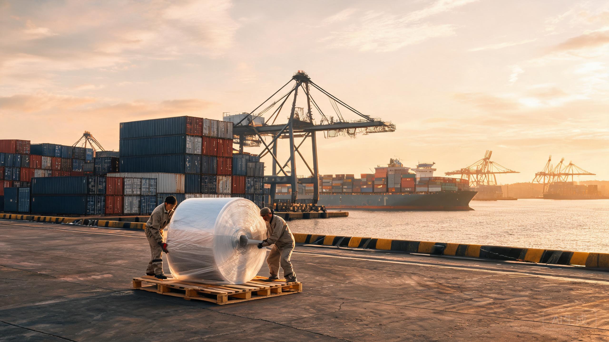 Global paint protection film export logistics at a container port