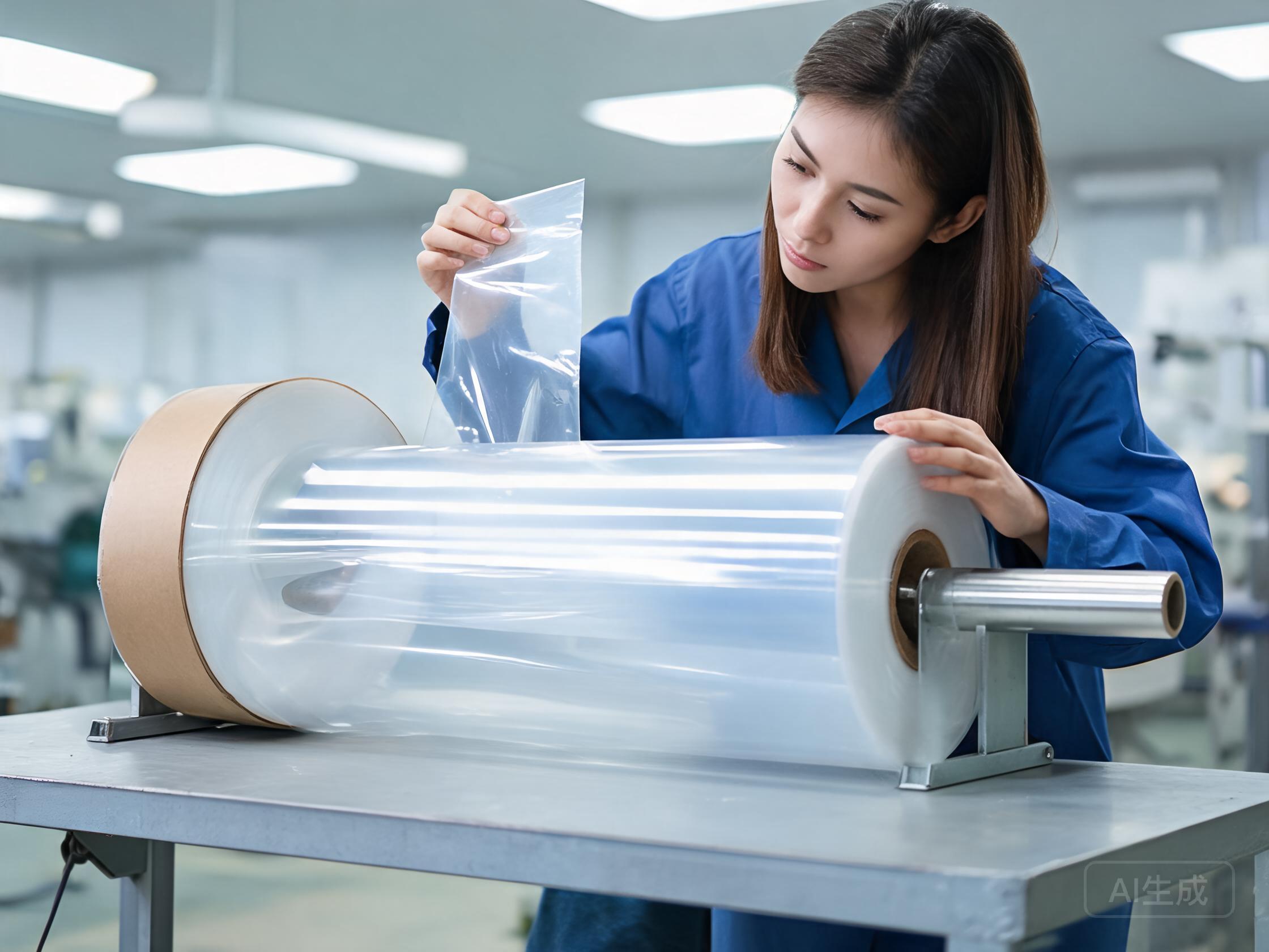 Operator inspecting a PPF roll for surface defects representing quality waste