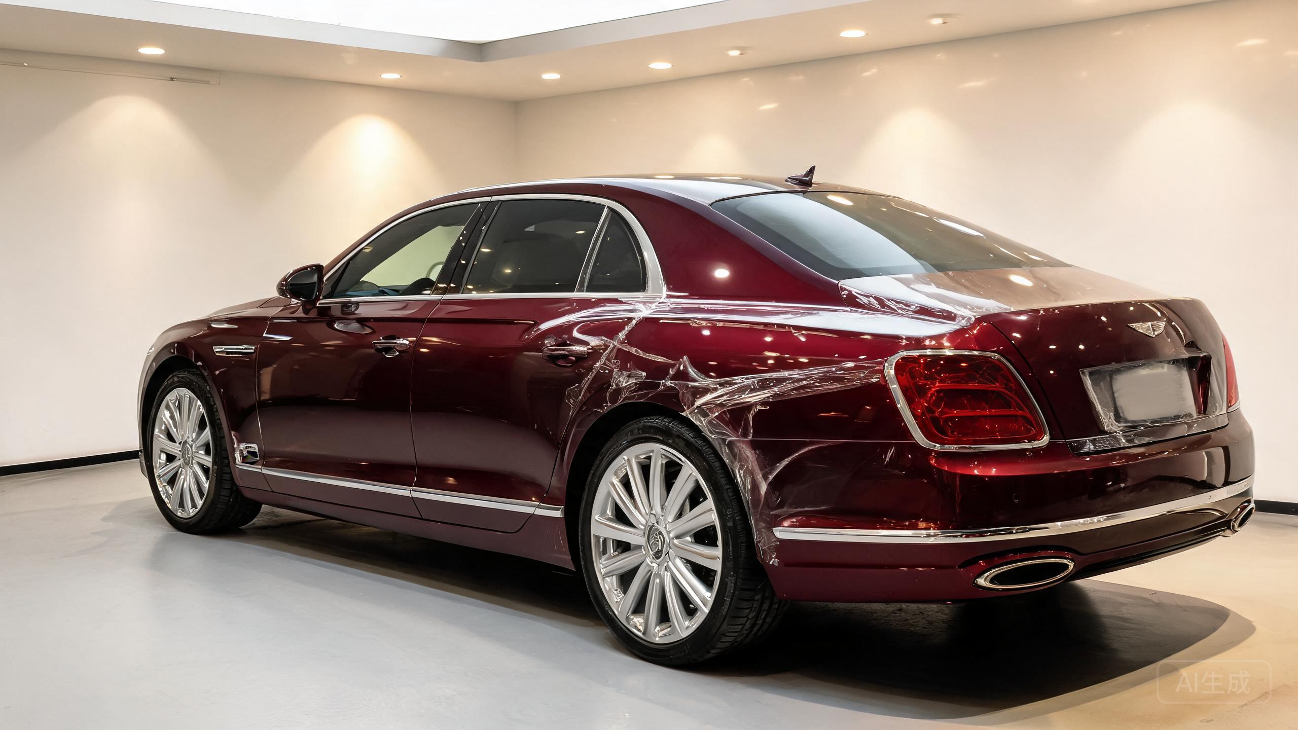 luxury car with paint protection film parked in private garage