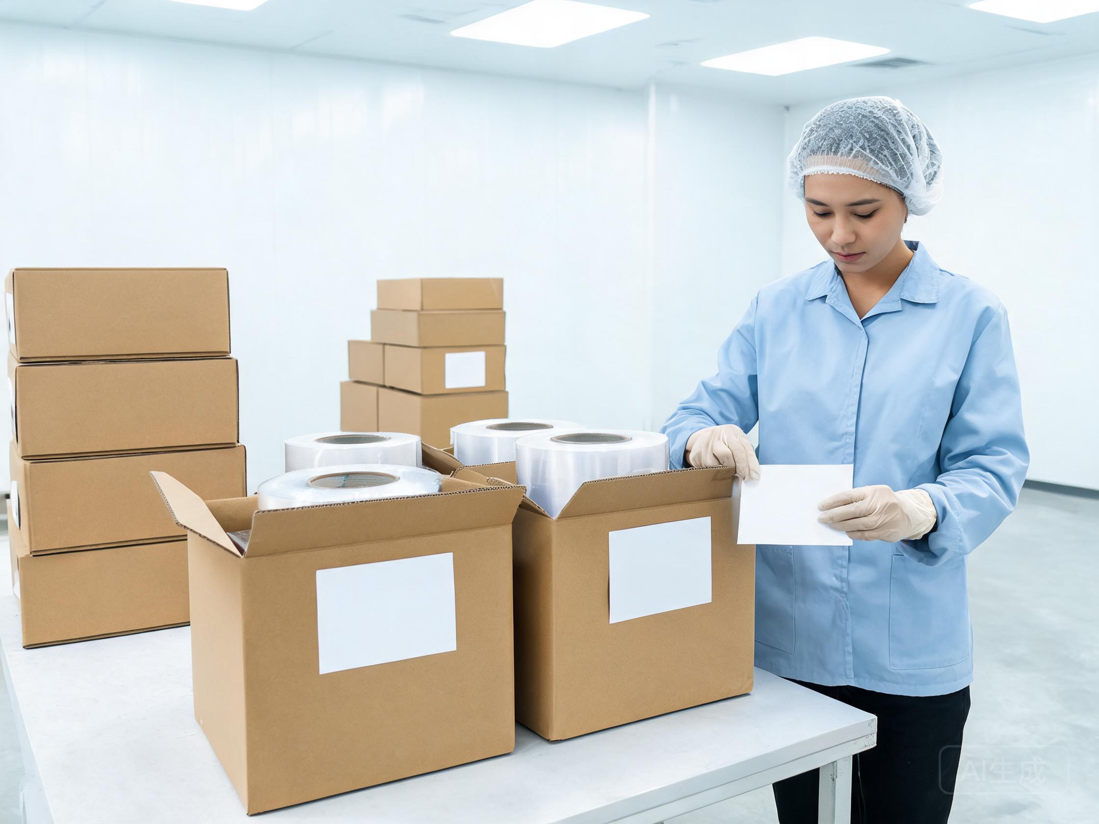 Unbranded kraft cartons stacked and labelled for a PPF private-label program