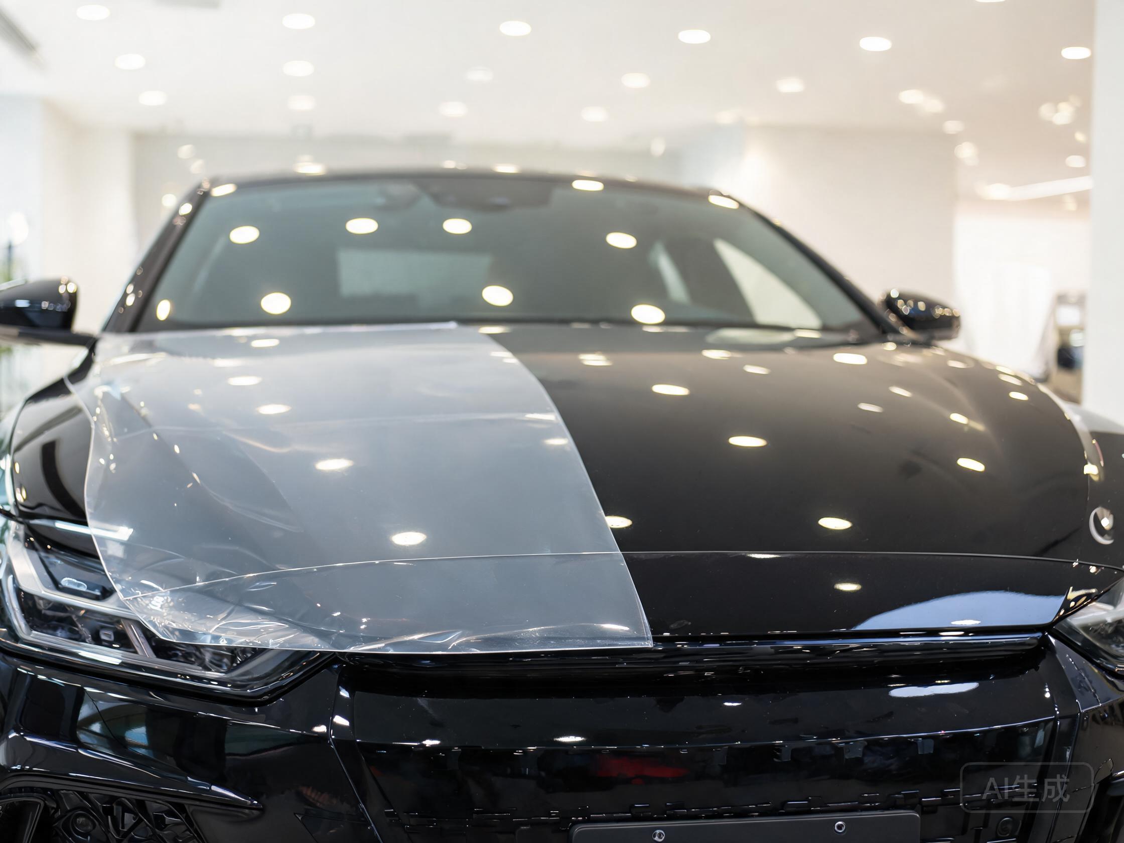 Vehicle scene showing stone-chip-prone front panels with selective PPF coverage against bare paint.