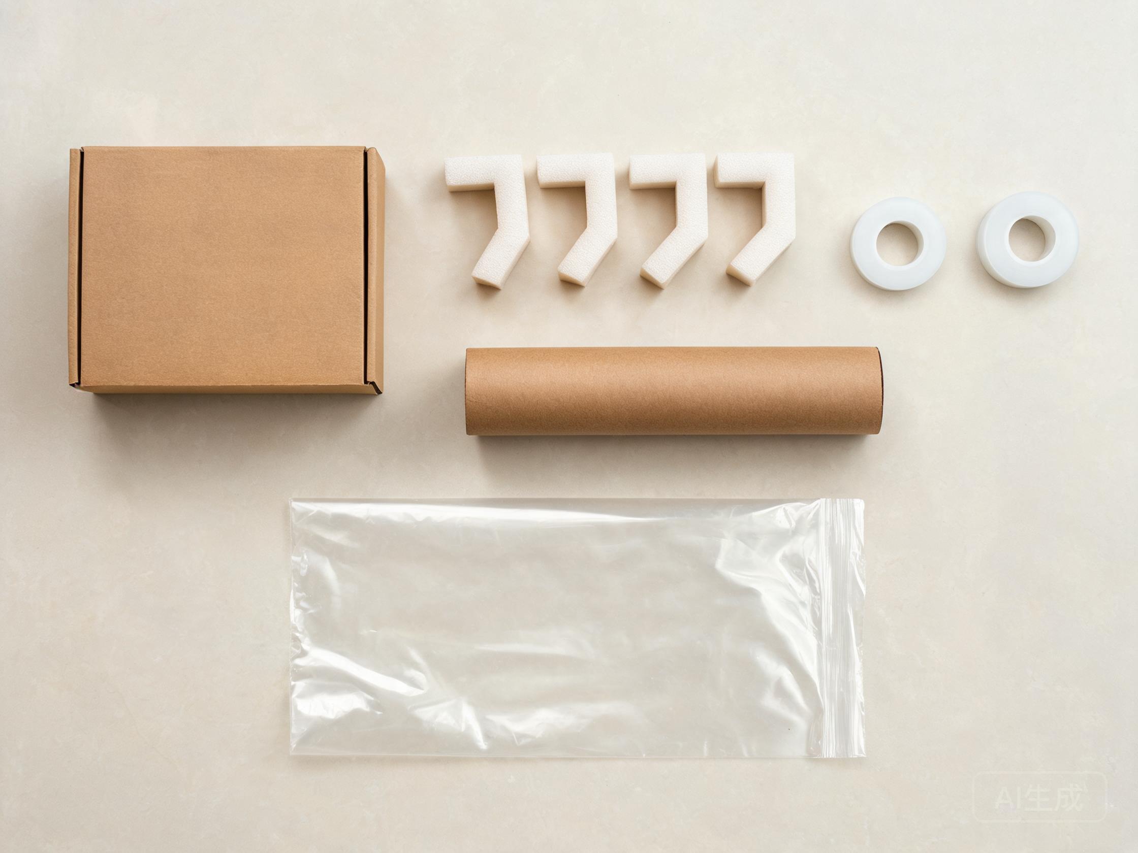 PPF packaging components including carton, foam corner protectors, roll core, end caps and shrink wrap