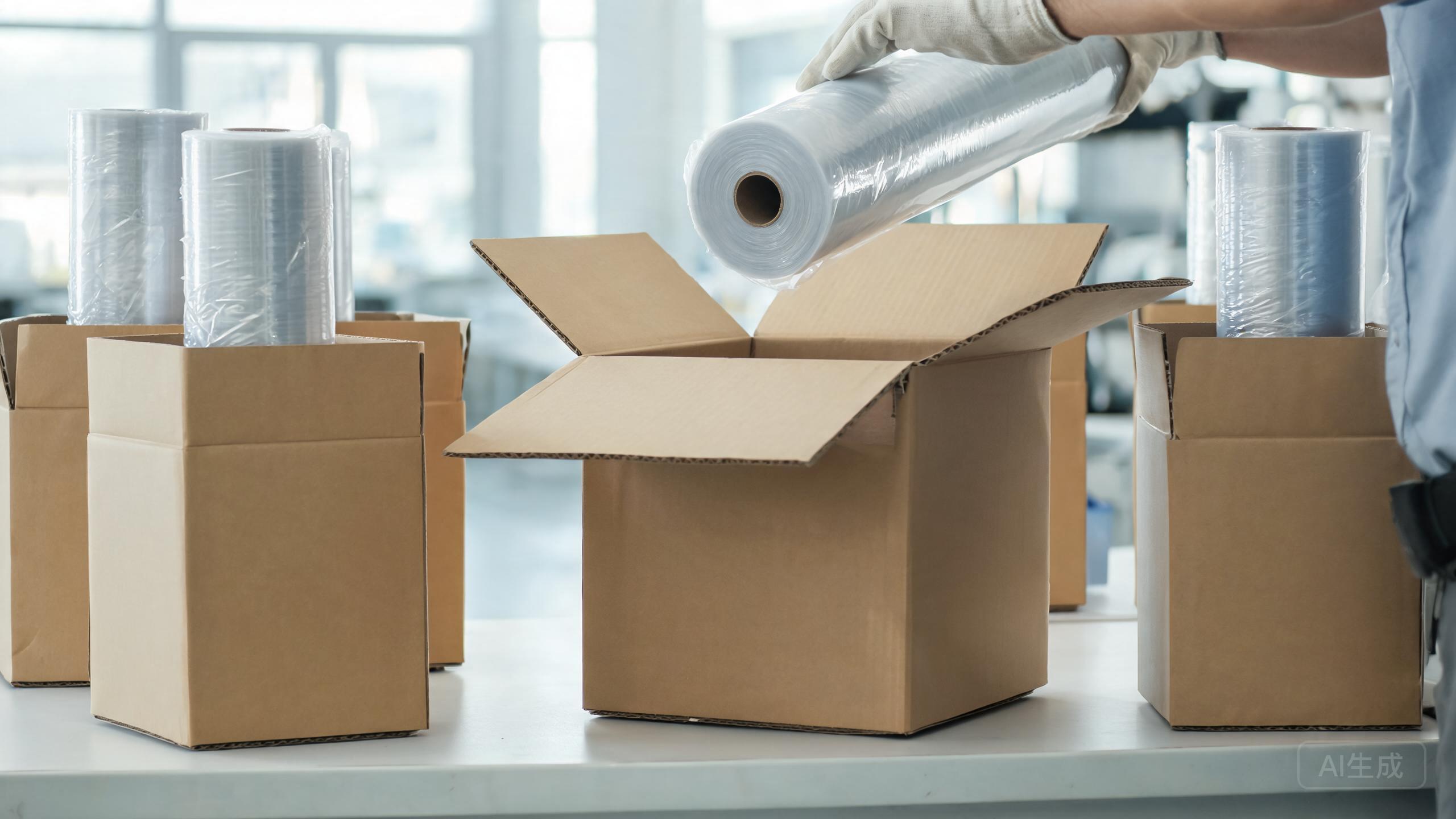 Private-label PPF rolls packaged in branded cartons on a factory packaging line
