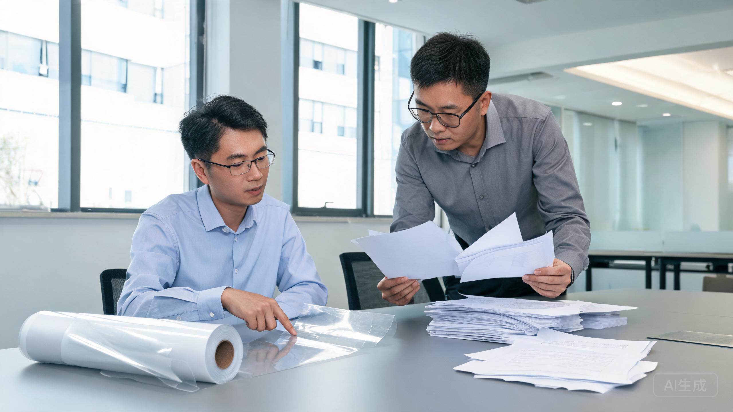 Supplier and buyer reviewing a PPF product revision and approval record