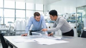 Overseas automotive film brand reviewing a PPF OEM and ODM proposal with a Chinese manufacturing partner