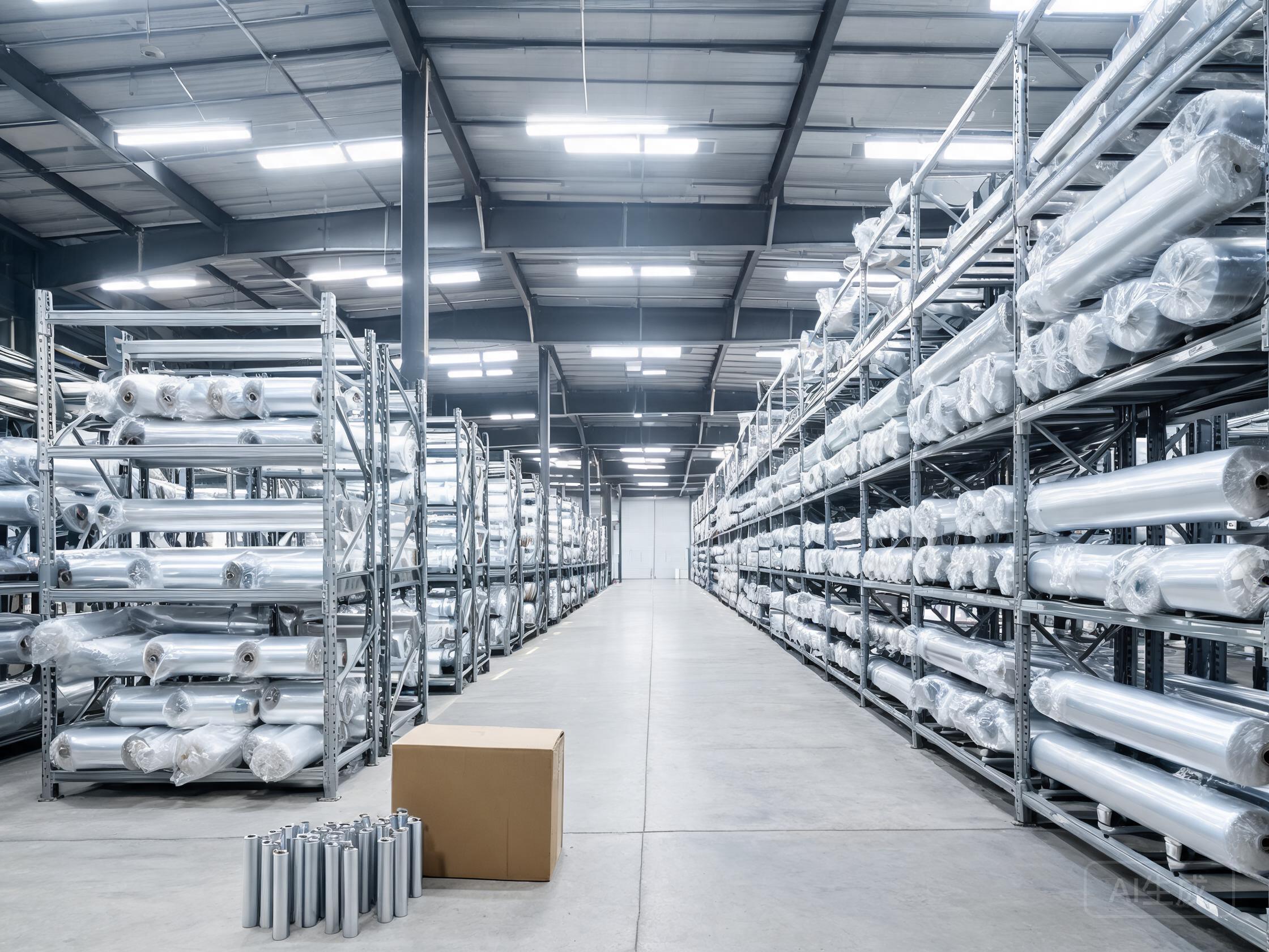 PPF sample rolls and wholesale paint protection film stored in a supplier warehouse
