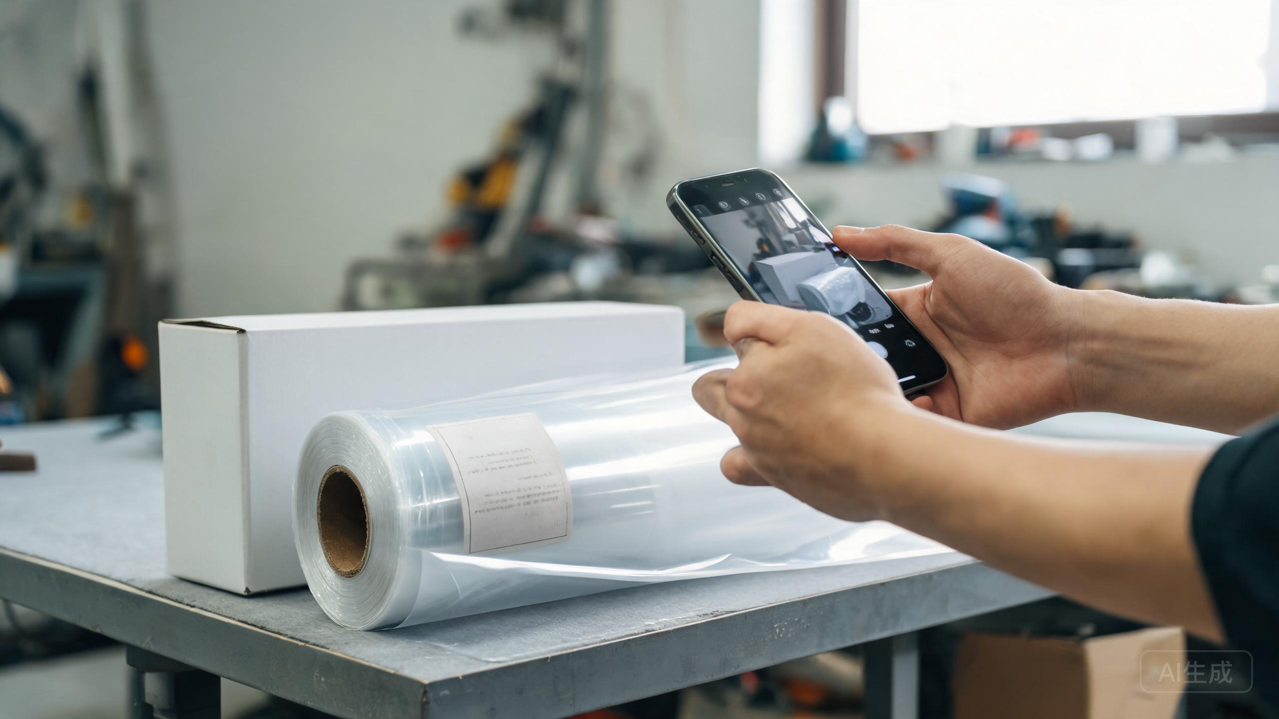 Buyer photographing a PPF roll label and carton identifier before records are lost
