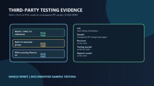 Third-party testing overview for REACH, RoHS and PFAS with laboratory evidence and sample details